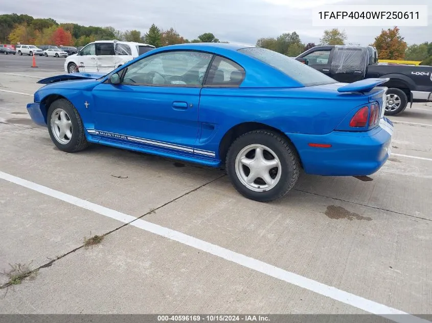 1998 Ford Mustang VIN: 1FAFP4040WF250611 Lot: 40596169