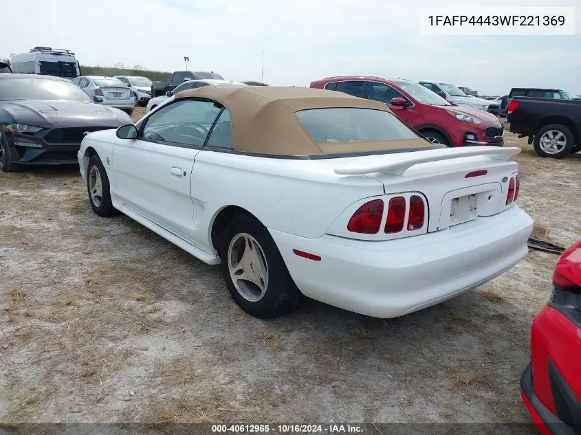 1998 Ford Mustang VIN: 1FAFP4443WF221369 Lot: 40612965