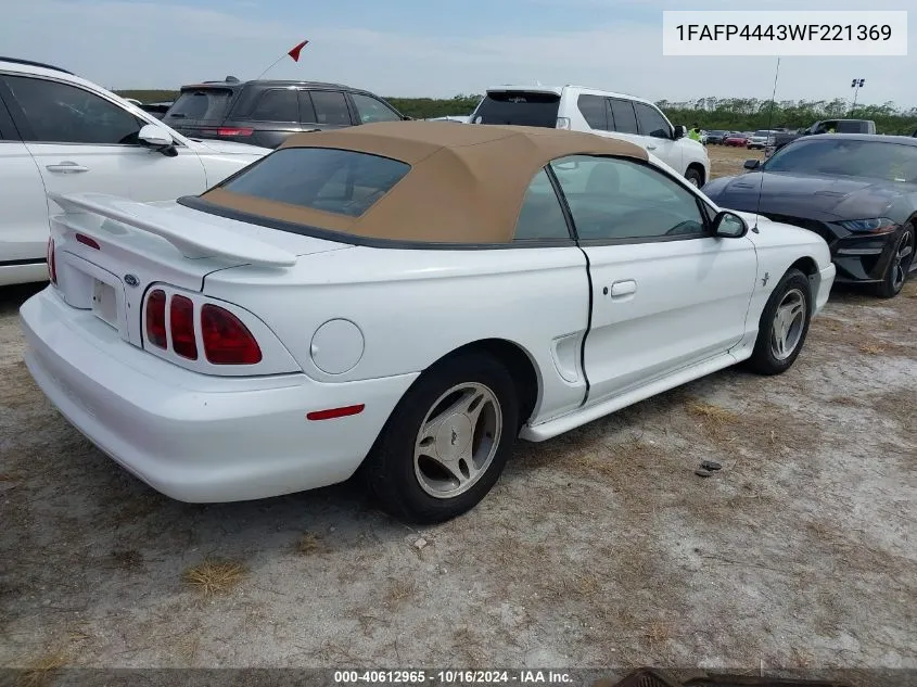 1998 Ford Mustang VIN: 1FAFP4443WF221369 Lot: 40612965