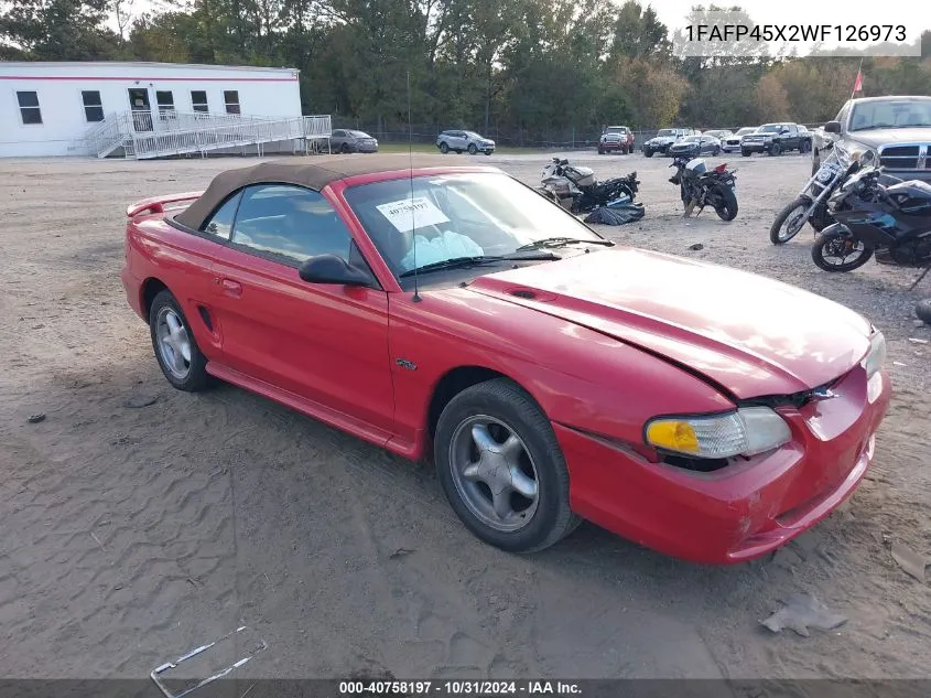 1998 Ford Mustang Gt VIN: 1FAFP45X2WF126973 Lot: 40758197