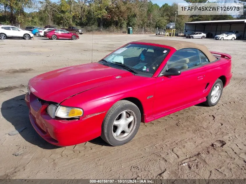 1998 Ford Mustang Gt VIN: 1FAFP45X2WF126973 Lot: 40758197