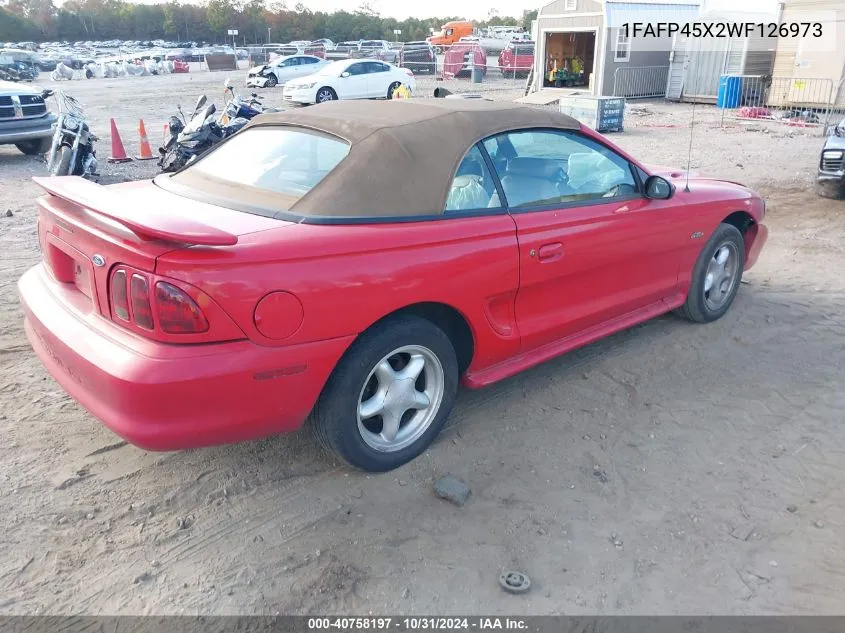 1998 Ford Mustang Gt VIN: 1FAFP45X2WF126973 Lot: 40758197