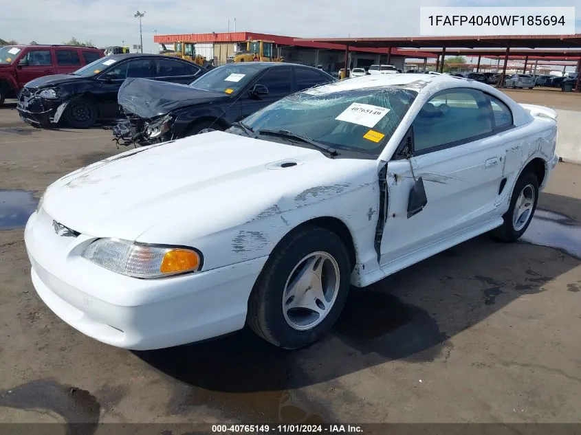 1998 Ford Mustang VIN: 1FAFP4040WF185694 Lot: 40765149