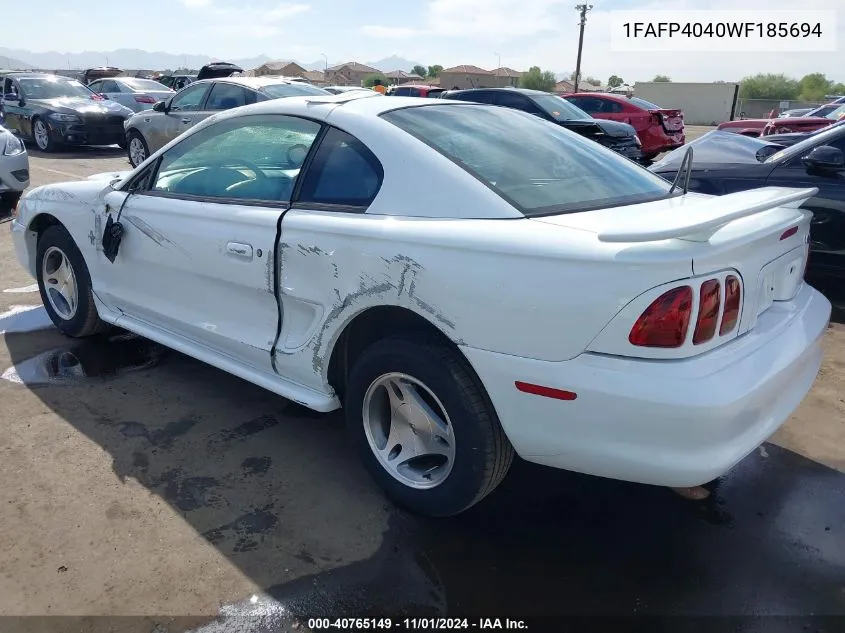 1998 Ford Mustang VIN: 1FAFP4040WF185694 Lot: 40765149