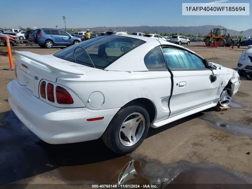 1998 Ford Mustang VIN: 1FAFP4040WF185694 Lot: 40765149