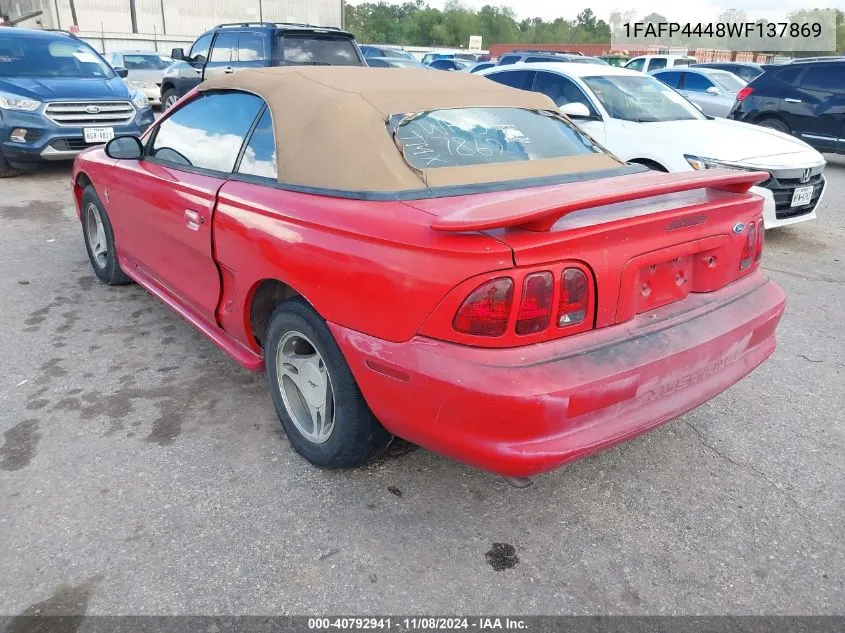 1998 Ford Mustang VIN: 1FAFP4448WF137869 Lot: 40792941