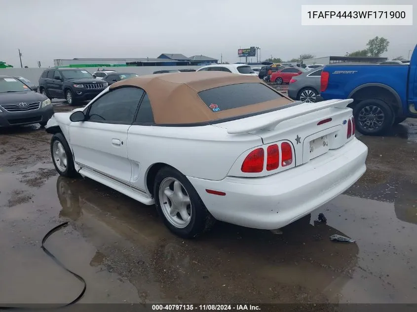 1998 Ford Mustang VIN: 1FAFP4443WF171900 Lot: 40797135