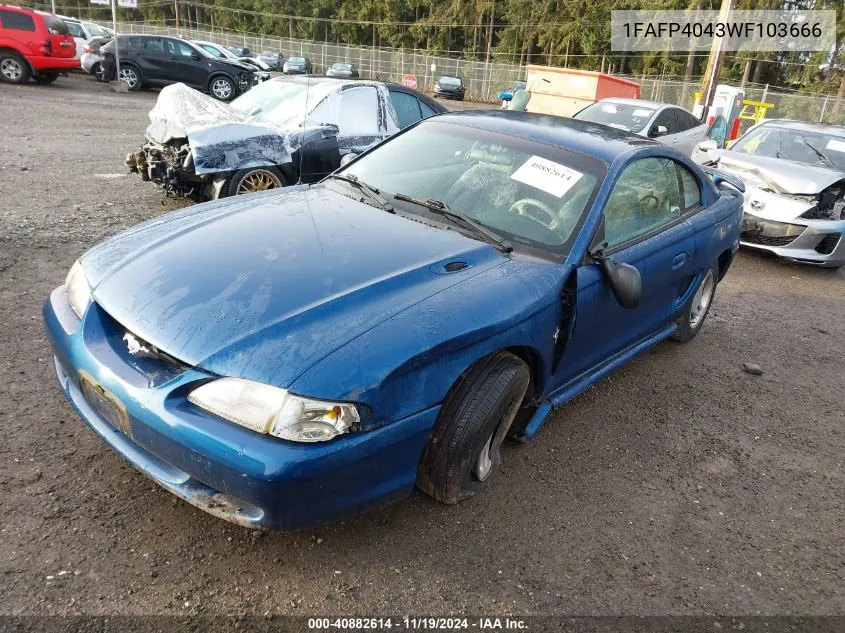 1998 Ford Mustang VIN: 1FAFP4043WF103666 Lot: 40882614