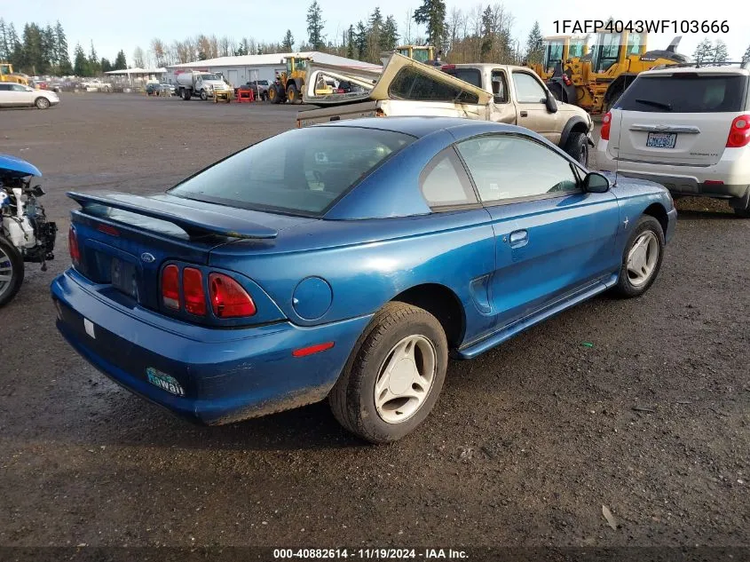 1998 Ford Mustang VIN: 1FAFP4043WF103666 Lot: 40882614