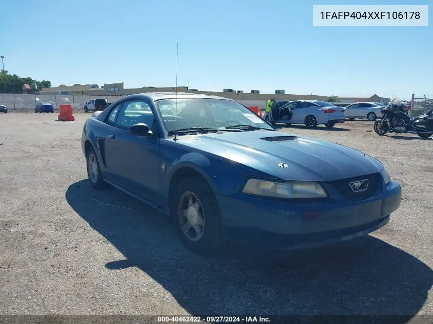 1999 Ford Mustang VIN: 1FAFP404XXF106178 Lot: 40462422