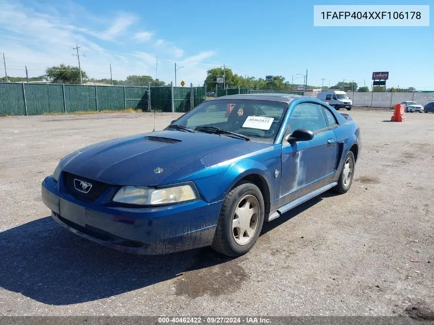 1999 Ford Mustang VIN: 1FAFP404XXF106178 Lot: 40462422