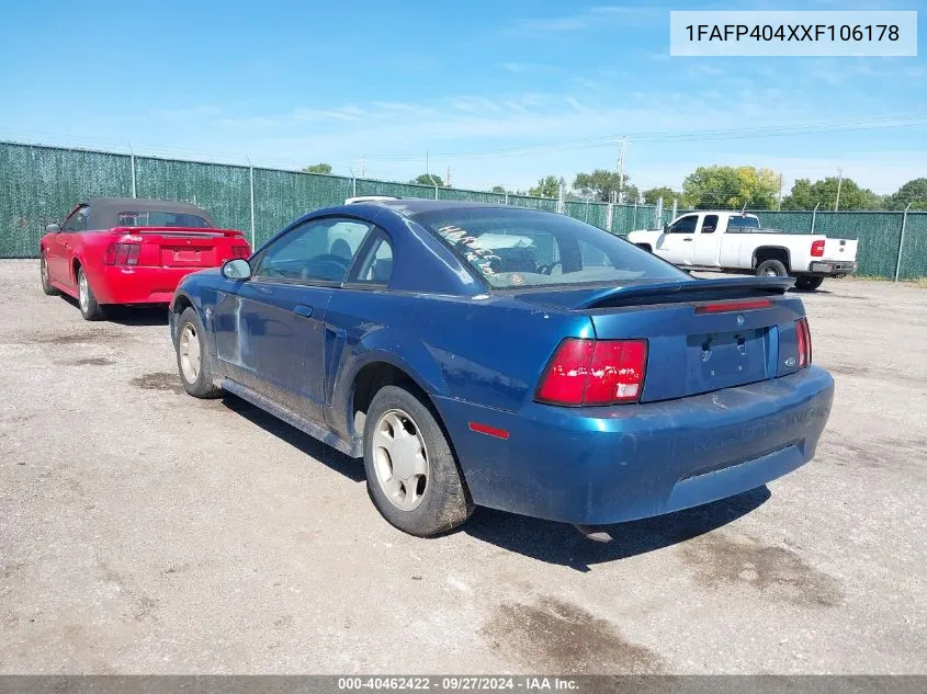 1999 Ford Mustang VIN: 1FAFP404XXF106178 Lot: 40462422