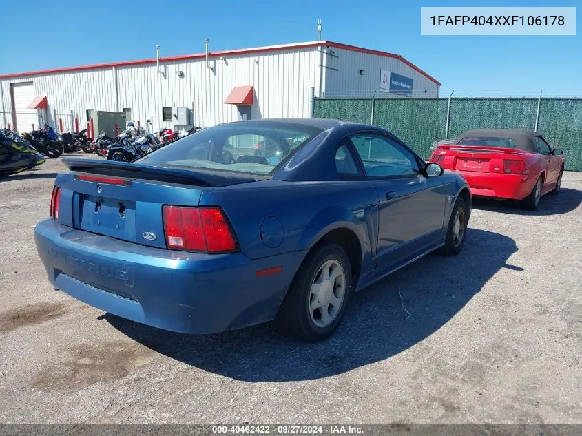 1999 Ford Mustang VIN: 1FAFP404XXF106178 Lot: 40462422