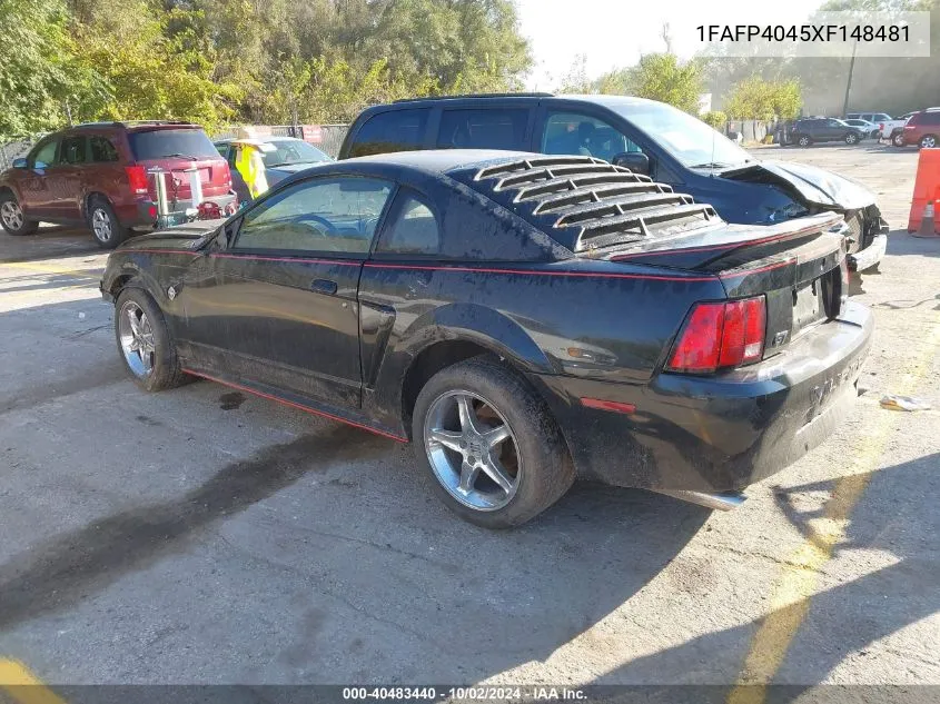 1999 Ford Mustang VIN: 1FAFP4045XF148481 Lot: 40483440