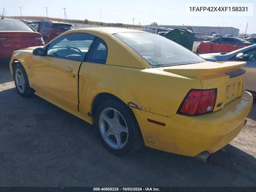 1999 Ford Mustang Gt VIN: 1FAFP42X4XF158331 Lot: 40508235