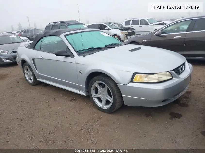 1999 Ford Mustang Gt VIN: 1FAFP45X1XF177849 Lot: 40511865