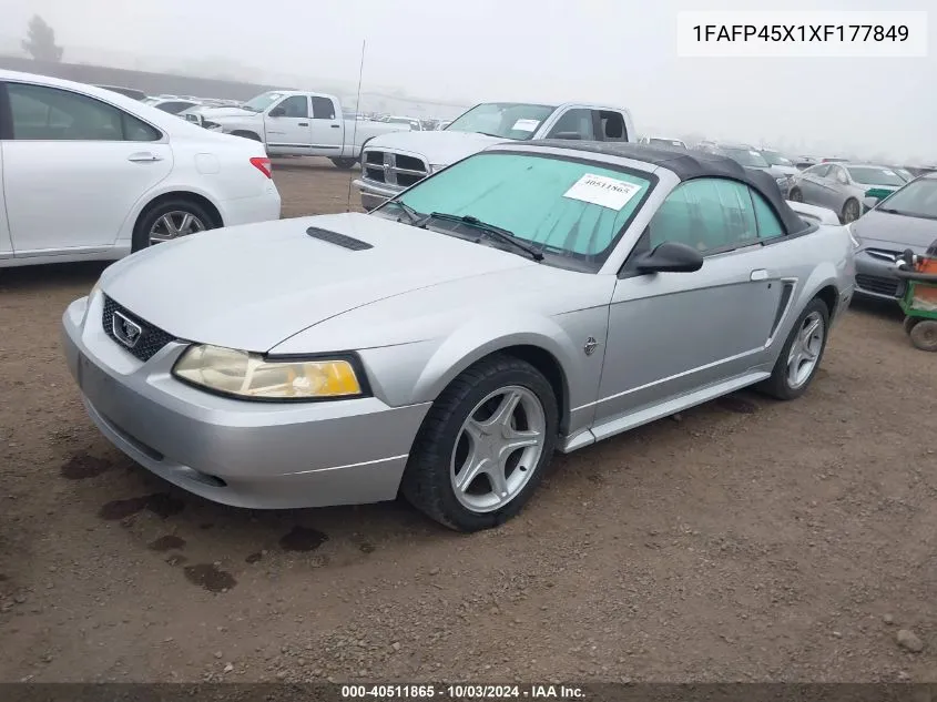 1999 Ford Mustang Gt VIN: 1FAFP45X1XF177849 Lot: 40511865