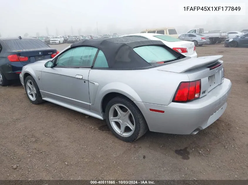 1999 Ford Mustang Gt VIN: 1FAFP45X1XF177849 Lot: 40511865