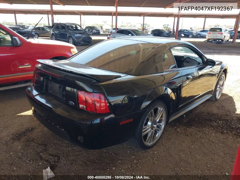 1999 Ford Mustang VIN: 1FAFP4047XF192367 Lot: 40555295