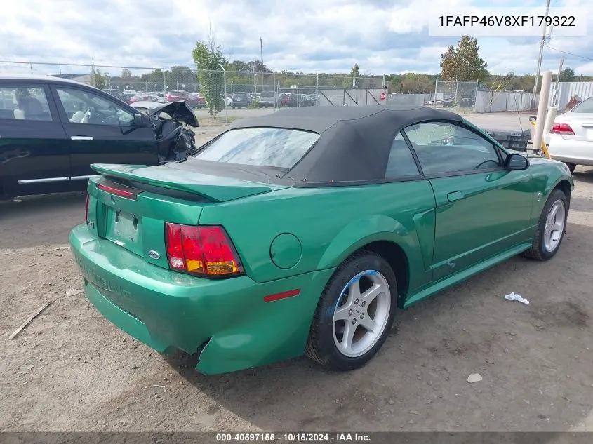 1999 Ford Mustang Cobra VIN: 1FAFP46V8XF179322 Lot: 40597155