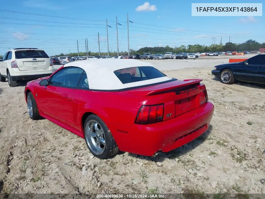 1999 Ford Mustang Gt VIN: 1FAFP45X3XF143864 Lot: 40699630