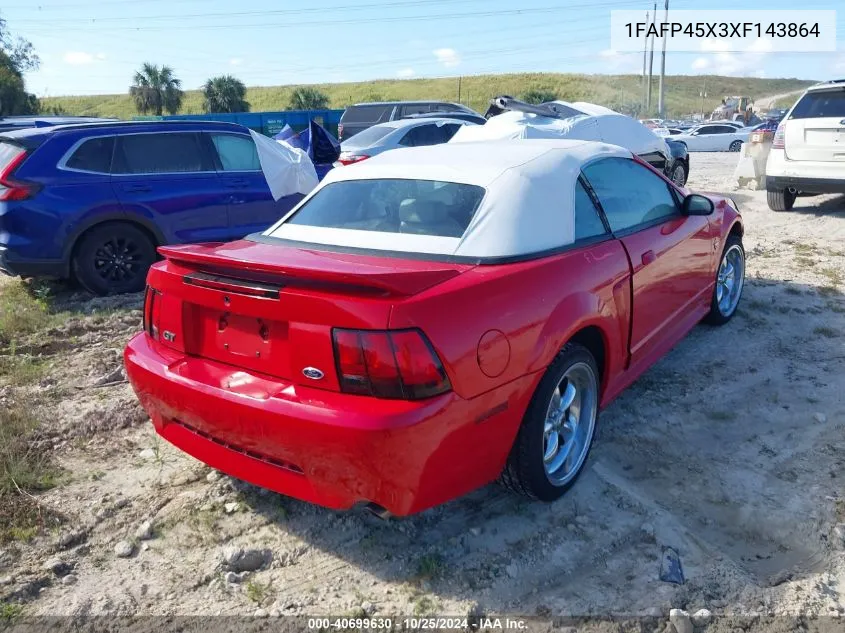 1999 Ford Mustang Gt VIN: 1FAFP45X3XF143864 Lot: 40699630