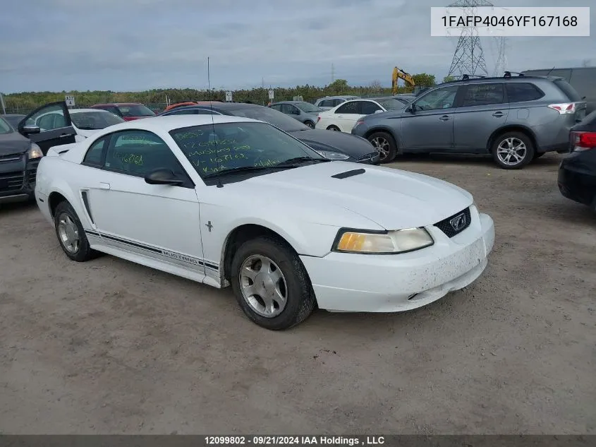 2000 Ford Mustang VIN: 1FAFP4046YF167168 Lot: 12099802