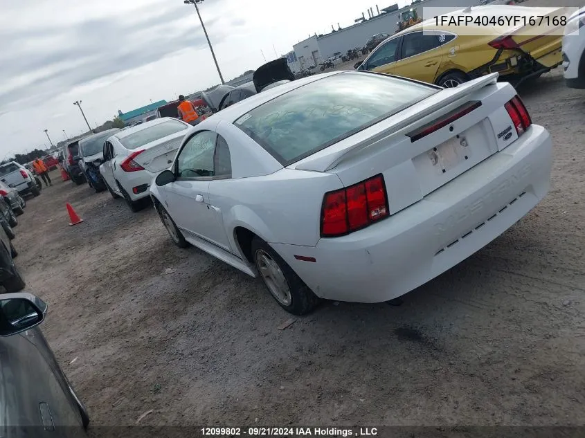 2000 Ford Mustang VIN: 1FAFP4046YF167168 Lot: 12099802