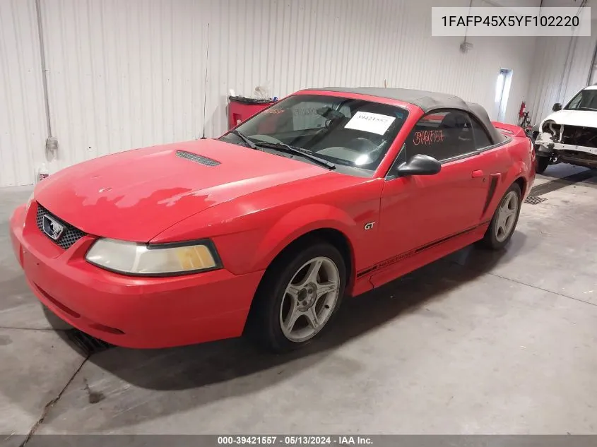 1FAFP45X5YF102220 2000 Ford Mustang Gt