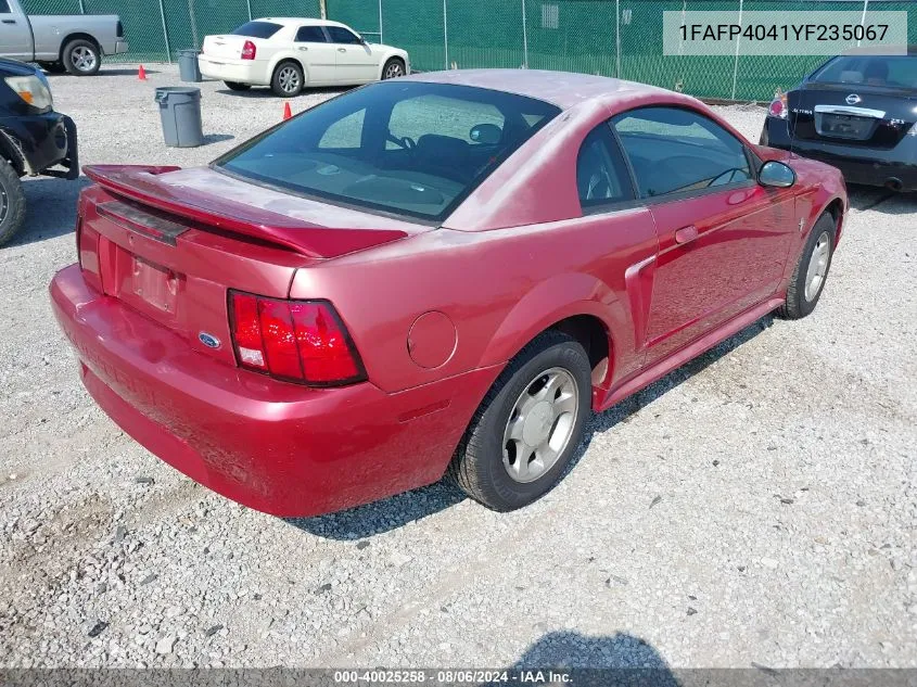 2000 Ford Mustang VIN: 1FAFP4041YF235067 Lot: 40025258