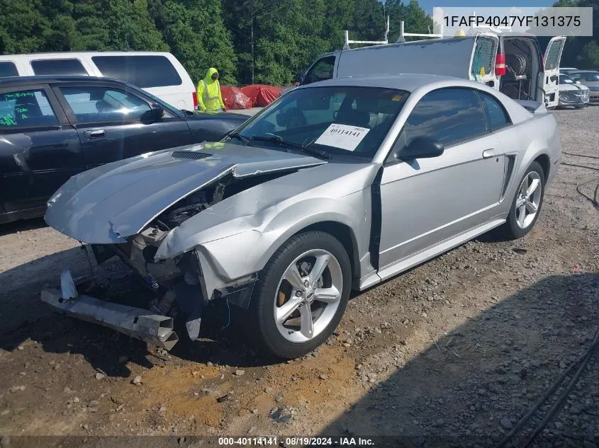 2000 Ford Mustang VIN: 1FAFP4047YF131375 Lot: 40114141