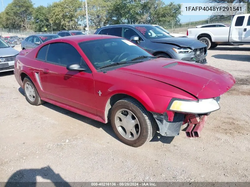 2000 Ford Mustang VIN: 1FAFP4048YF291541 Lot: 40216136