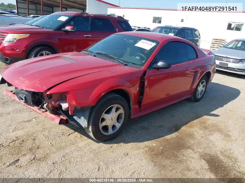 2000 Ford Mustang VIN: 1FAFP4048YF291541 Lot: 40216136