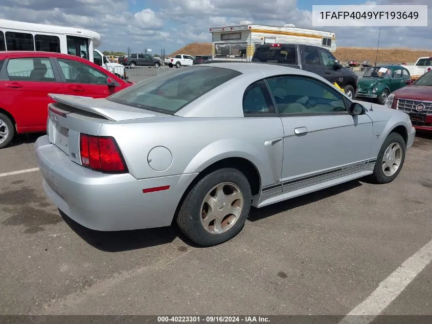 2000 Ford Mustang VIN: 1FAFP4049YF193649 Lot: 40223301