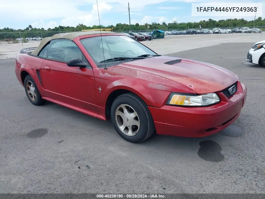 2000 Ford Mustang VIN: 1FAFP4446YF249363 Lot: 40238190