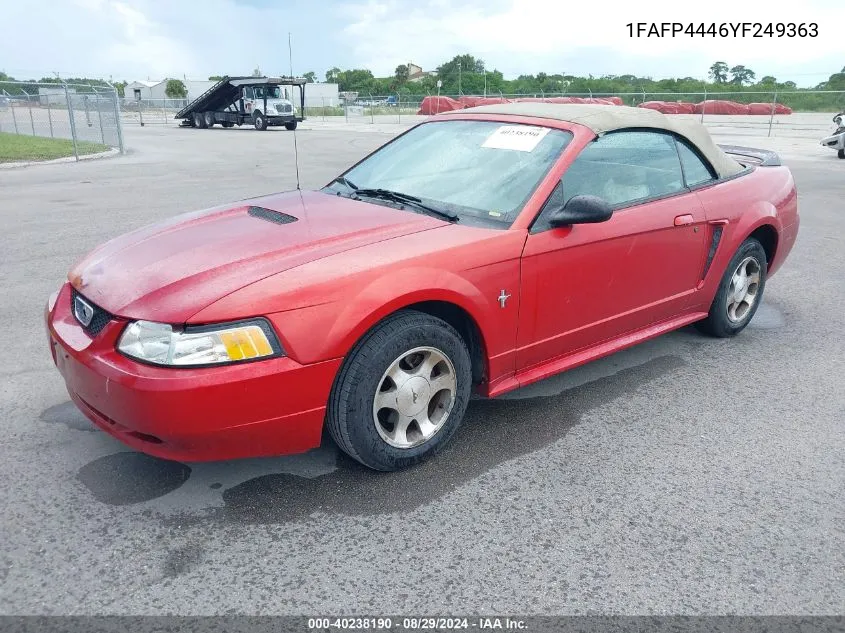 2000 Ford Mustang VIN: 1FAFP4446YF249363 Lot: 40238190