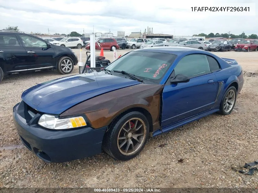 2000 Ford Mustang Gt VIN: 1FAFP42X4YF296341 Lot: 40754355