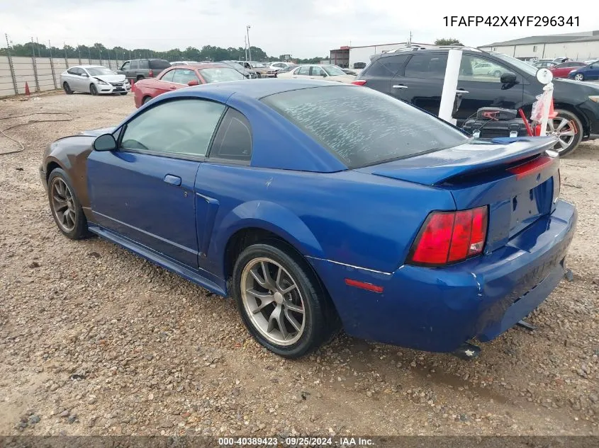 2000 Ford Mustang Gt VIN: 1FAFP42X4YF296341 Lot: 40754355