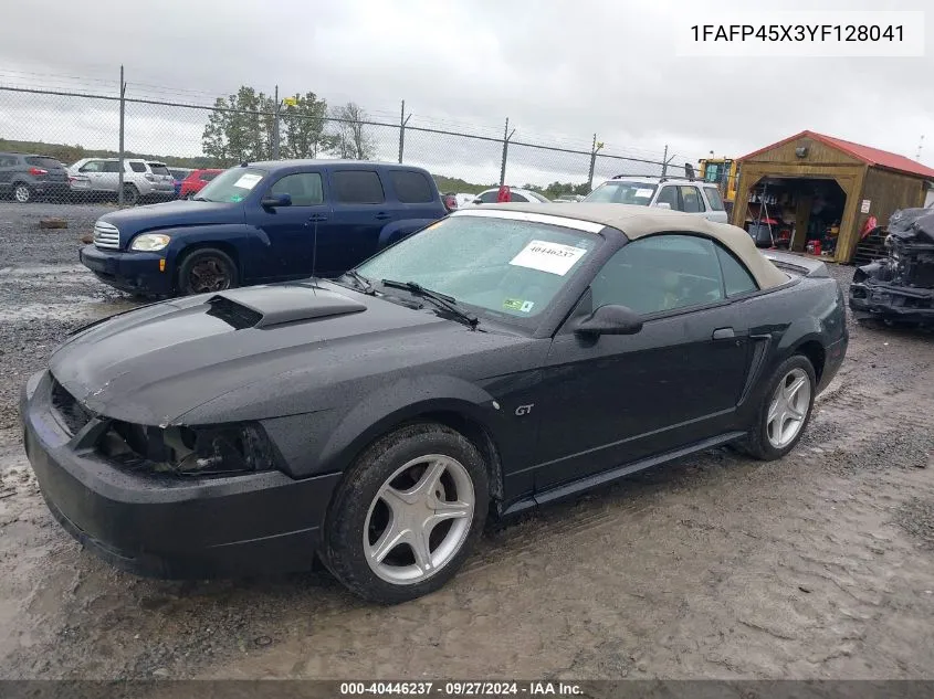 2000 Ford Mustang Gt VIN: 1FAFP45X3YF128041 Lot: 40446237