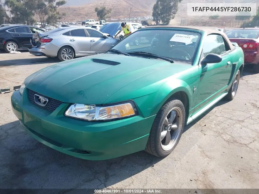 2000 Ford Mustang VIN: 1FAFP4445YF286730 Lot: 40467991