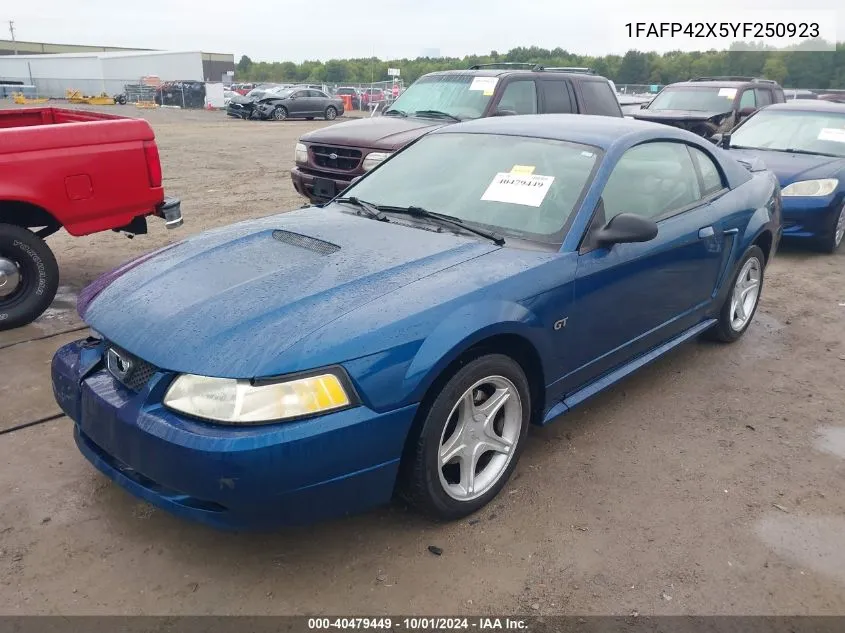 2000 Ford Mustang Gt VIN: 1FAFP42X5YF250923 Lot: 40479449