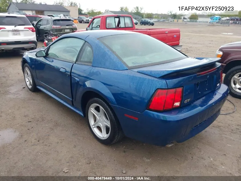 2000 Ford Mustang Gt VIN: 1FAFP42X5YF250923 Lot: 40479449