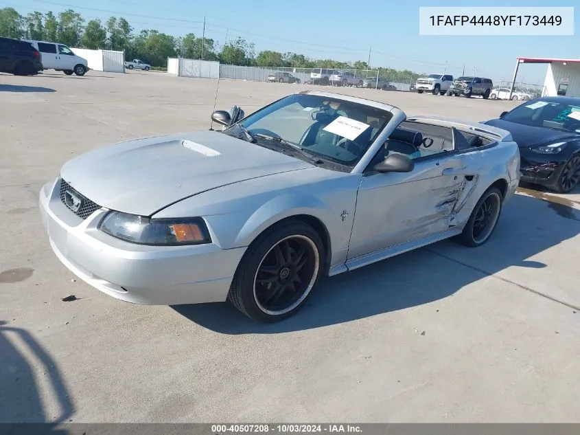 2000 Ford Mustang VIN: 1FAFP4448YF173449 Lot: 40507208