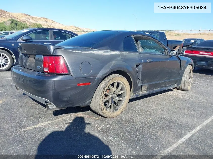 2000 Ford Mustang VIN: 1FAFP4048YF305034 Lot: 40540572