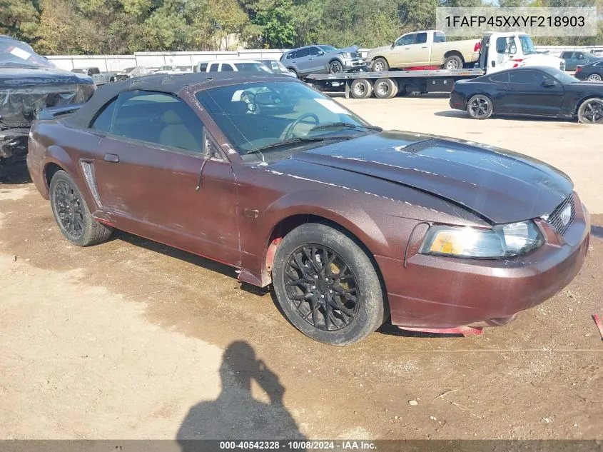 2000 Ford Mustang Gt VIN: 1FAFP45XXYF218903 Lot: 40542328