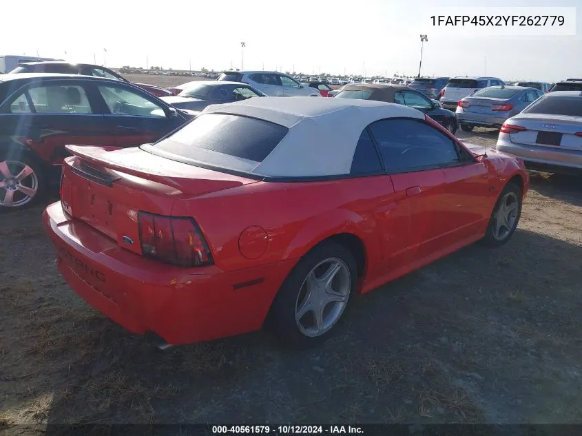 2000 Ford Mustang Gt VIN: 1FAFP45X2YF262779 Lot: 40561579