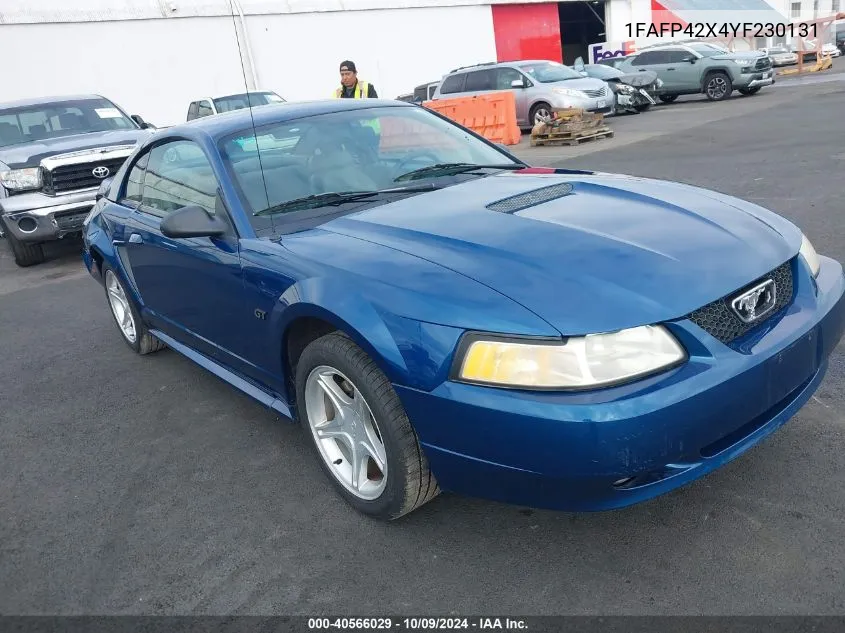 2000 Ford Mustang Gt VIN: 1FAFP42X4YF230131 Lot: 40566029