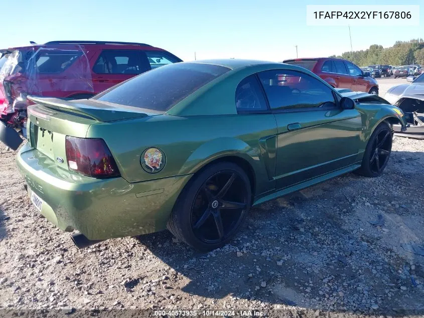 2000 Ford Mustang Gt VIN: 1FAFP42X2YF167806 Lot: 40573935