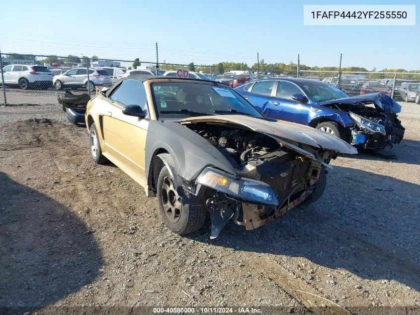 2000 Ford Mustang VIN: 1FAFP4442YF255550 Lot: 40580000