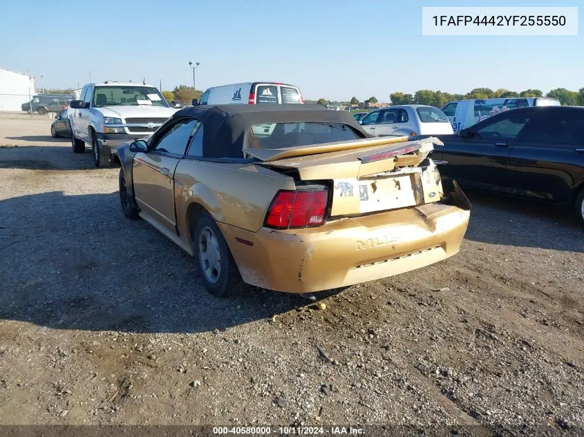 2000 Ford Mustang VIN: 1FAFP4442YF255550 Lot: 40580000